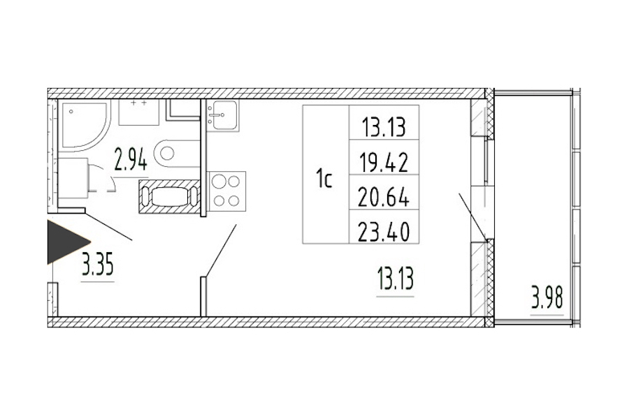 Квартира студия 19.42 м², 9/13 эт., ЖК «Полис Приморский 2»